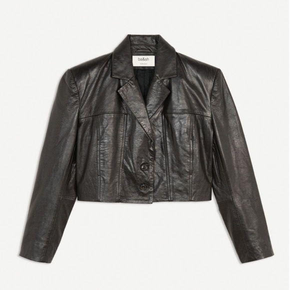ba&sh Jackets & Blazers - BA&SH Celia Leather Bomber Varsity Crop Jacket, Size 2 (M) NEW!